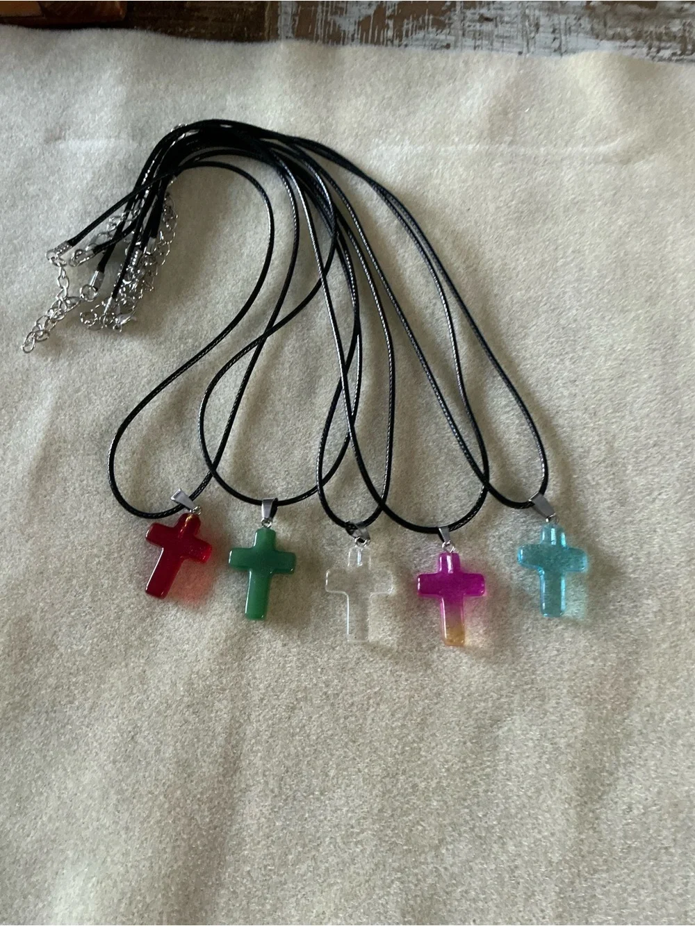 Colorful Cross Pendant Necklaces, set of 5